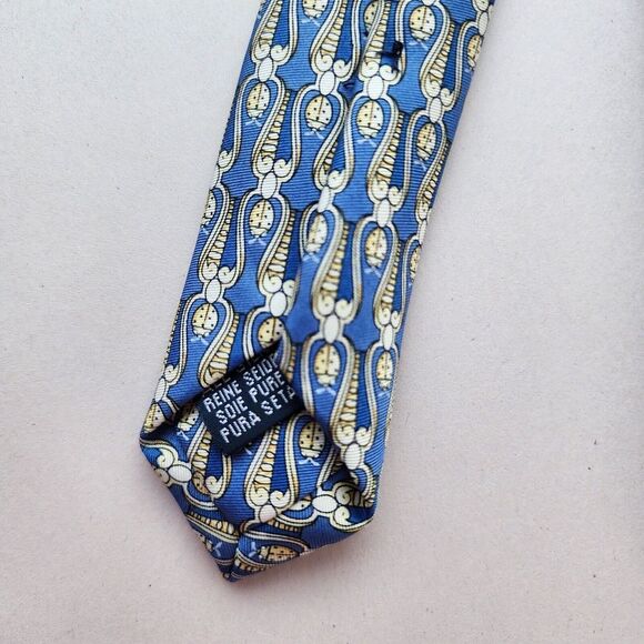 BURBERRY London 100% Silk  Neck Tie  Blue Gold Ladybug Print Burberrys EUC - Picture 8 of 11